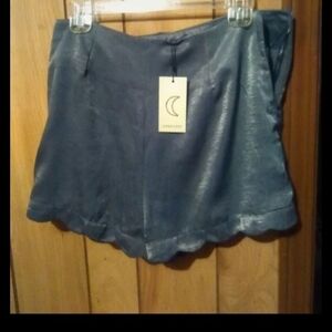 Crescent High Waist Shimmer Shorts - Blue